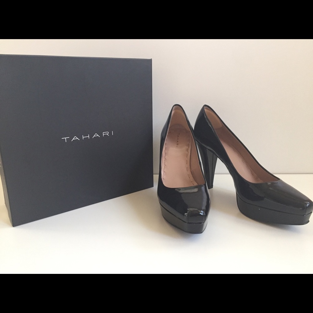 Tahari Black Patent Pumps